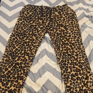 Fuzzy Leopard Print Women Pajama Bottoms